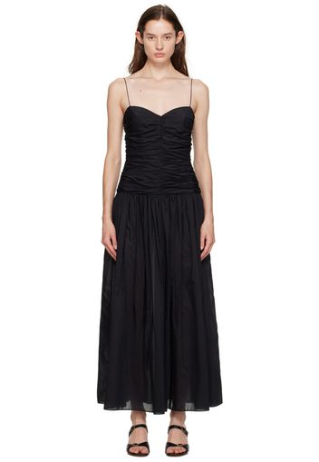 Matteau Black Gathered Midi Dress