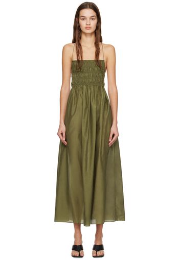 Matteau Green Shirred Maxi Dress