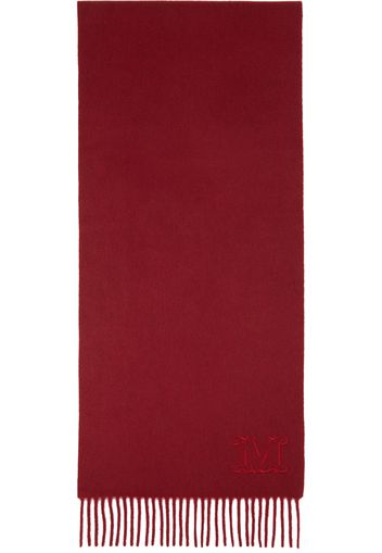 Max Mara Burgundy Cashmere Stole Embroidery Scarf