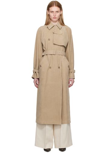 Max Mara Beige Quinto Leather Coat