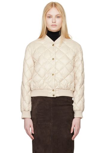 Max Mara Beige The Cube Quilted Reversible Down Bomber Jacket