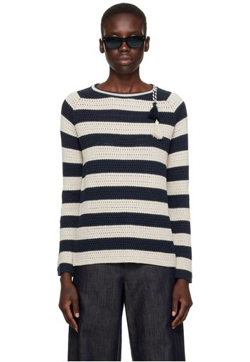 Max Mara Off-White & Navy Lina Sweater