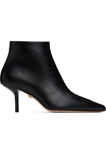 Max Mara Black Leather Zip Ankle Boots