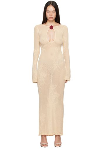 Mirror Palais Beige Rose Pointelle Maxi Dress