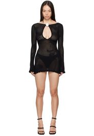 Mirror Palais Black Rose Pointelle Minidress