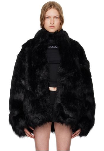 MISBHV Black Funnel Neck Faux-Fur Jacket