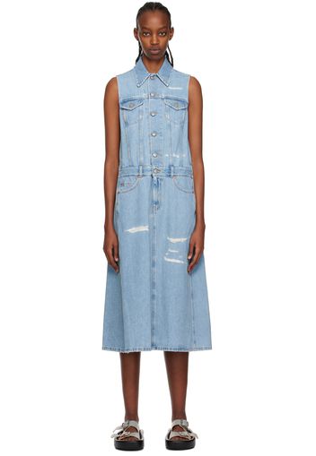 MM6 Maison Margiela Blue Distressed Denim Maxi Dress