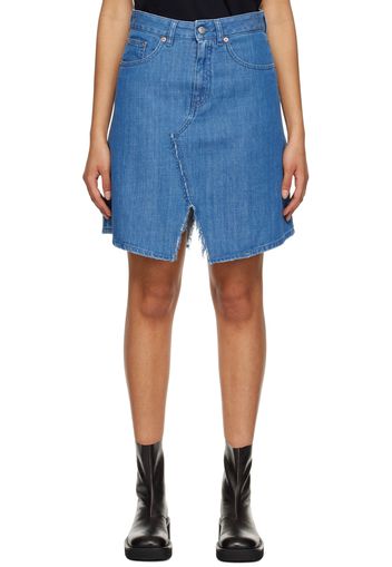 MM6 Maison Margiela Blue Distressed Miniskirt