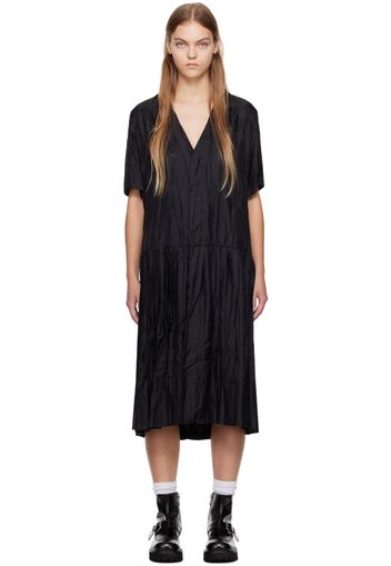 MM6 Maison Margiela Black Pleated Midi Dress