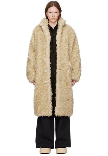 MM6 Maison Margiela Beige Faux-Fur Coat