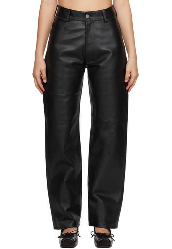 MM6 Maison Margiela Black Paneled Leather Pants