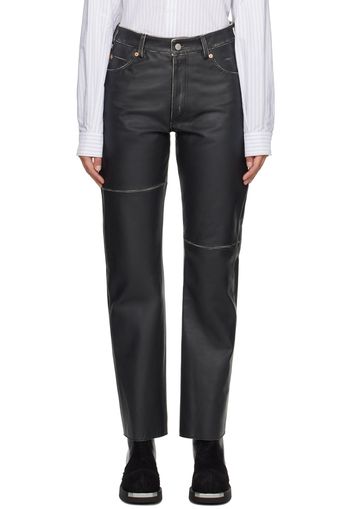 MM6 Maison Margiela Black Paneled Leather Pants