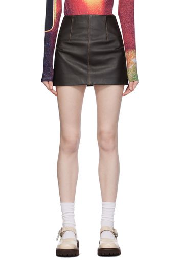 MM6 Maison Margiela Brown Faded Leather Mini Skirt