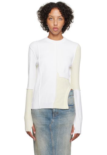 MM6 Maison Margiela Off-White Paneled Sweater