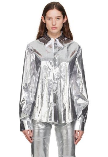 MM6 Maison Margiela White & Silver Foiled Shirt