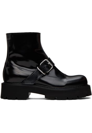 MM6 Maison Margiela Black Buckle Ankle Boots