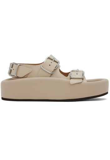 MM6 Maison Margiela Beige Webbing Slip-On Platform Sandals