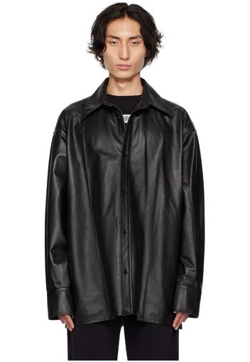 MM6 Maison Margiela Black Pinched Seams Leather Jacket