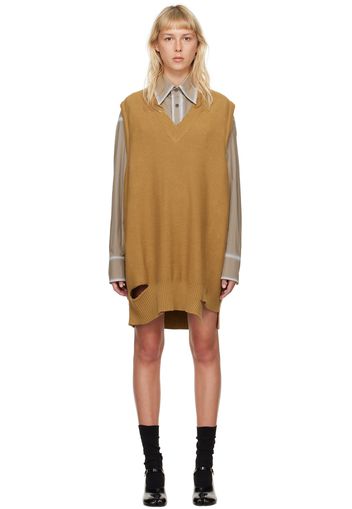 MM6 Maison Margiela Tan Ripped Minidress