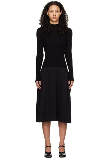 MM6 Maison Margiela Black Paneled Midi Dress