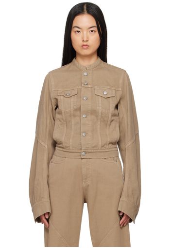 MM6 Maison Margiela Beige Collarless Denim Jacket