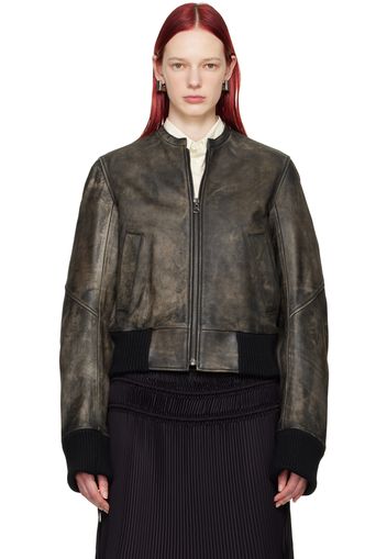 MM6 Maison Margiela Brown Faded Leather Jacket