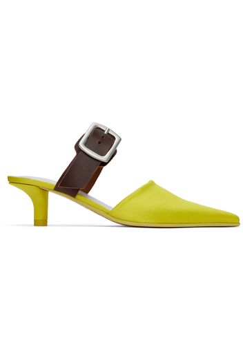 MM6 Maison Margiela Green Pin-Buckle Mules