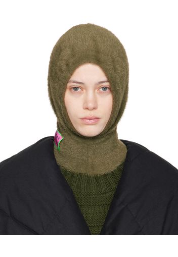 MM6 Maison Margiela Khaki Furry Worn Out Intarsia Balaclava