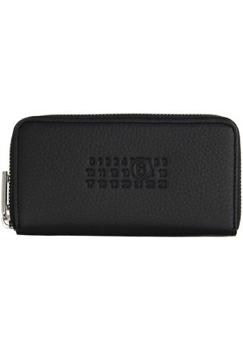 MM6 Maison Margiela Black Grainy Leather Label Zip Wallet