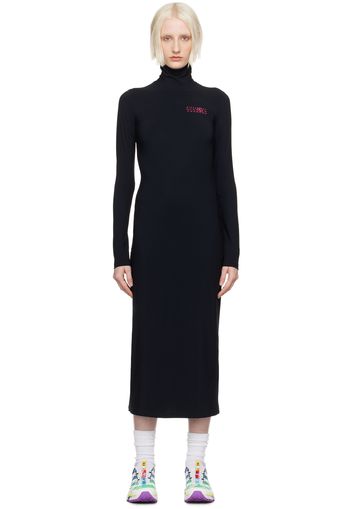 MM6 Maison Margiela Black Printed-Logo Midi Dress