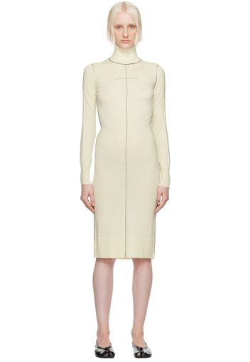 MM6 Maison Margiela Off-White Turtleneck Midi Dress