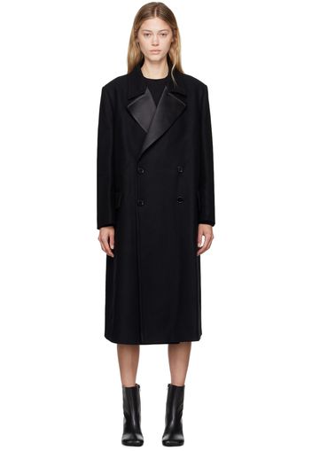 MM6 Maison Margiela Black Double-Breasted Wool Coat