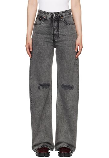 MM6 Maison Margiela Gray Two-Tone 5-Pocket Jeans