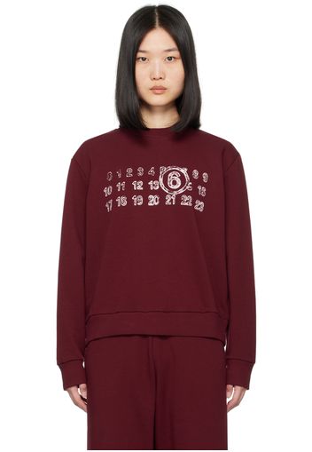 MM6 Maison Margiela Burgundy Printed Sweatshirt