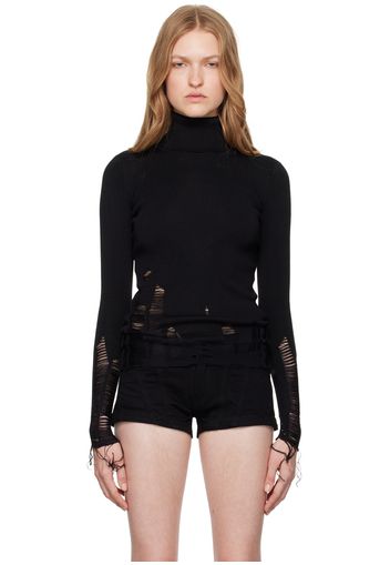 MM6 Maison Margiela Black Distressed Turtleneck