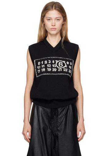 MM6 Maison Margiela Black Jacquard Logo Vest