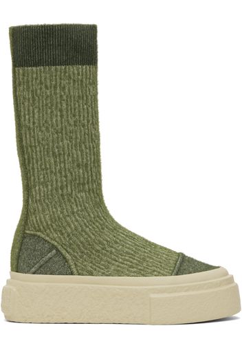 MM6 Maison Margiela Green Calzino Maglia Sneakers