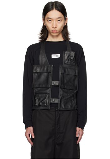 MM6 Maison Margiela Black Pocket Leather Vest