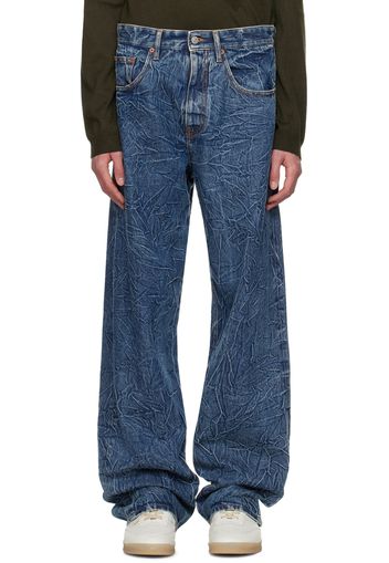 MM6 Maison Margiela Blue Crinkled Jeans