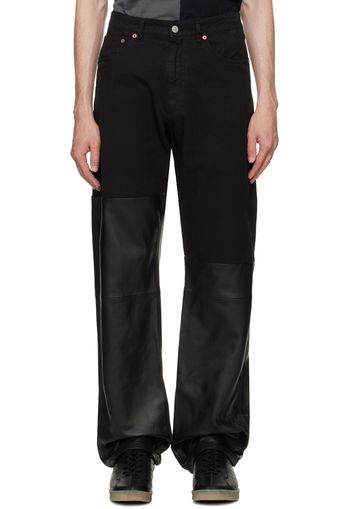 MM6 Maison Margiela Black Paneled Leather Jeans