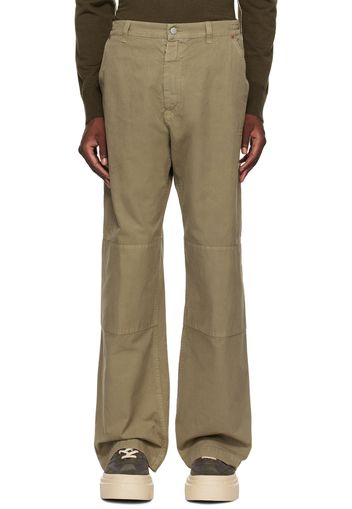 MM6 Maison Margiela Green Embroidered-Logo Trousers