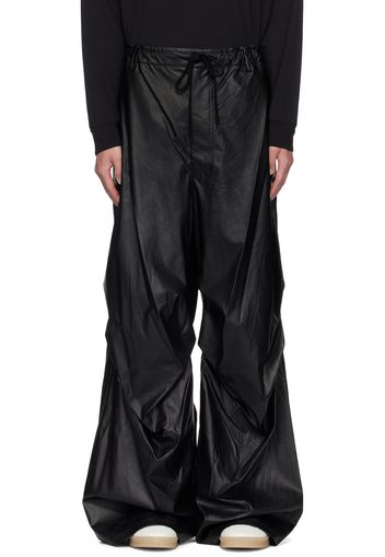 MM6 Maison Margiela Black Wide-Leg Faux-Leather Trousers