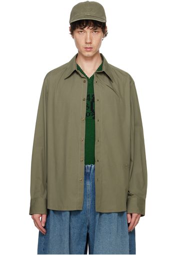 MM6 Maison Margiela Green Zip Long Sleeve Shirt