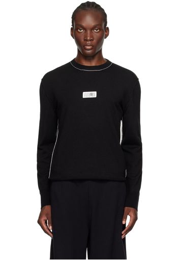 MM6 Maison Margiela Black Virgin Wool Logo Patch Sweater