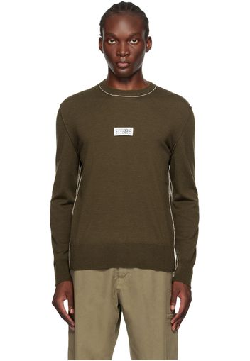 MM6 Maison Margiela Khaki Virgin Wool Logo Patch Sweater