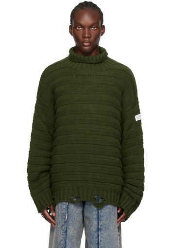 MM6 Maison Margiela Green Distressed Turtleneck