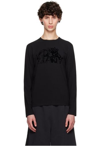 MM6 Maison Margiela Black Flocked Long Sleeve T-Shirt