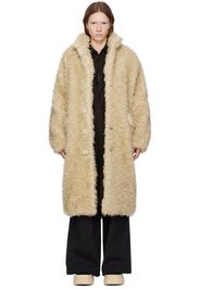 MM6 Maison Margiela Beige Faux-Fur Coat