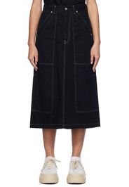 MM6 Maison Margiela Black Paneled Denim Midi Skirt