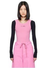 MM6 Maison Margiela Pink & Black Paneled Long Sleeve T-Shirt